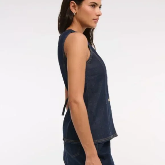 NWT Abercrombie Denim Vest - S - Dark Denim - Picture 10 of 11